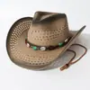 Sombrero de paja estilo vaquero occidental transfronterizo, sombrero de sol estilo étnico, sombrero de sol para vacaciones, sombrero de sol para viajes, sombrero de paja para exteriores