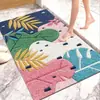 Alfombrilla de Baño con Efecto Bordado de Planta Tropical, Felpudo Antideslizante Estilo Nórdico para Uso Doméstico, Alfombrilla de Piso de Diatomeas Absorbente de Agua y de Secado Rápido