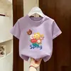 Ropa de Dibujos Animados para Niños, Tops para Niñas, Camisetas de Algodón Versátiles Casuales de Cuello Redondo y Manga Corta, Camisetas de Moda Modernas con Media Manga