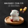 Gatinho de Porcelana Branca Porta Incenso para Interior Aromaterapia para Casa Ornamentos Animal de Estimação de Chá Acessórios para Cerimônia do Chá Cerâmica Fofa e Requintada para Brincar com Chá