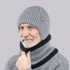 Chapéu de malha para idosos e de meia-idade, masculino, outono e inverno, forrado com lã, proteção para orelhas espessadas, chapéu de lã para avô, quente e versátil