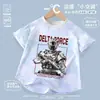 Conjunto Deportivo Infantil Delta Weilong Rosa Comedora de Oro para Niños, Camiseta de Manga Corta de Secado Rápido y Shorts, Ropa Fresca para Casa