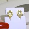 Accesorios de bricolaje, pendientes vintage de perla esmerilada de plata de ley S925, soporte vacío, pendientes barrocos, soporte de plata, productos semiacabados