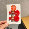 Acessórios de Cabelo Festivos de Ano Novo, Presilhas de Cabelo, Presilhas de Cabelo Vermelhas de Pelo de Vison Estilo Chinês para Meninas, Presentes de Feriado, Enfeites de Cabelo para Meninas