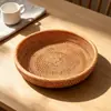 Cesta de almacenamiento de ratán hecha a mano, cesta de frutas, cesta para snacks de picnic para el hogar, cesta de frutas hecha de material de ratán de otoño