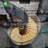 Escada Espiral Estrutura de Aço Grande Villa Moderna Aço-Madeira Espiral Curva Engenharia Personalizada Luz Luxo Personalização