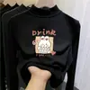 Top térmico de cuello medio forrado de forro polar para niñas, otoño e invierno, capa interior cálida, forrado de forro polar, camiseta de manga larga para niños mayores, moderno