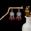 Pendientes Bohemios Azules de Turquesa Estilo Étnico Europeos y Americanos, Pendientes de Borla de Metal Plateado Imitación, Joyería de Borla Vintage para Orejas al por Mayor