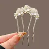 Peine de Pelo Ondulado Estilo Bosque de Gama Alta Estilo Ins Flor de Perla Pasador Simple Nuevo en Forma de U Pasador en la Parte Posterior de la Cabeza