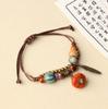 Pulsera de Bellota Cerámica Tejida a Mano Cuerda de Fruta Natural Estilo Mori Retro Pulsera Artística Étnica para Mujer