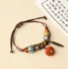 Pulsera de Bellota de Cerámica Tejida a Mano Estilo Bosque Retro Estilo Étnico Literario Pulsera para Mujer