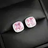 Comércio Exterior Desejo Europeu e Americano Transfronteiriço Criativo Versátil Moda Quadrado Zircônia Cor Diamante Multicolorido Brincos Femininos E1097