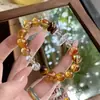 Pulsera de Cristal Natural, Madera de Agar, Cristal Torre Amarilla, Cristal Blanco, Forma Aleatoria, Atrae Riqueza, Nuevo Estilo Chino, Pulsera de Alta Gama