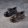 Mocasines de Piel de Vaca de Primera Capa con Punta Redonda y Cordones para Mujer 2025 Otoño Nuevo Lujo Accesible Patrón Agarrado a Mano Zapatos Planos de Boca Profunda Zapatos Pequeños de Cuero