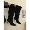2025 Novas Botas Francesas Outono e Inverno Salto Agulha Feminino Inverno com Casaco Botas Altas Botas Maillard