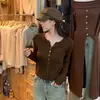 Cárdigan de punto en tono lechoso, top de manga larga para mujer, nueva colección otoño/invierno 2026, abrigo suéter versátil estilo coreano, moderno y adelgazante