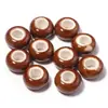 Cuentas de ábaco de cerámica vidriada en color con agujero grande, cuentas de rueda de cerámica de alta temperatura de colores vintage, accesorios para joyería de cuentas hechos a mano para DIY