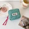 Bolsa Pequena Quadrada Xadrez Colorida Bolsa para Fone de Ouvido Bluetooth de Alto Valor Colorido para Menina Bolsa Vermelha Porta-Moedas de Estudante Bolsa de Armazenamento de Privacidade