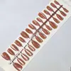 Uñas Postizas Combinadas Ojo de Gato Color Sólido Usables, Uñas de Manicura Color Sólido Blanqueadoras y de Alta Gama, Almendras Largas Removibles (30 piezas)