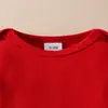 Amazon Outono e Inverno Vestido de Bebê Menina Terno Manga Longa Vermelho Chapéus Triângulo Boneca Urso Vestido de Alça Faixa de Cabelo