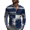 Camisas de Negocios para Hombre Transfronterizas con Patrones de Cuadros Rayados, Camisas de Manga Larga para Hombre, Tops de Primavera de Cuello con Botones