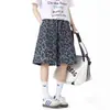 Shorts Esportivos para Homens e Mulheres, Verão Fino Estilo Coreano Calças de Comprimento Médio, Pretas Soltas Retas Casuais de Perna Larga Cinco Pontos