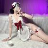 Rojo Fuego Ropa Interior Sexy Cosplay Pasión Tentación Traje de Maid Parejas Maid Blanco Ropa Interior para Mujer