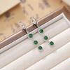 Brincos de Prata S925 Esterlina com Pingente de Veado Jade Personalidade Retrô Geométricos Simples Argola Branca Elegante Argola Dinâmica