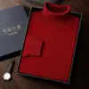 Suéter de Cachemira con Cuello para Hombre Otoño e Invierno Casual de Negocios Joven y de Edad Media Suéter de Punto de Color Sólido Top Base Holgado