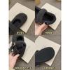 Sapatos Mary Jane Cinza de Pelo para Roupas de Inverno Femininas Novos Sapatos Baixos Estilo Coreano para Mulheres com Sapatos Quentes de Algodão de Veludo
