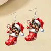 Brincos Pendentes Perfeitos de Natal para Cachorrinhos Estilo Boêmio Brincos de Acrílico Acessórios de Orelha para Festa