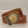 Novo Cinto de Couro Masculino Embossado com Cabeça de Touro Grande, Fashionável Tendência Casual Versátil Estilo Coreano Personalizado Material PU Ocidental Vaca