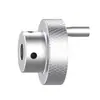Manípulo de roda de mão com furo passante recartilhado em liga de alumínio, disco circular giratório, manípulo de máquina-ferramenta, botão de mesa deslizante, manípulo mecânico
