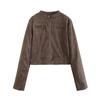 2023 novo casaco de motociclista vintage de camurça feminino gola alta shorts macacão de corrida jaqueta de couro top
