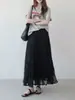 Falda de Malla Plisada de Cintura Alta para Mujer en Morado Taro, Falda de Capas Línea A, Falda Larga Adelgazante y con Caída