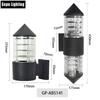 Lámpara de pared exterior carcasa de plástico doble cabezal cabezal único pared exterior patio pared lámpara E27 exterior impermeable a prueba de humedad tapa de punta pasador