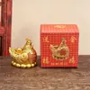 Adorno de Pollo Yuanbao Dorado para la Riqueza, Alcancía de los Doce Signos del Zodiaco Gallina Cerdo, Decoración Feng Shui para el Hogar y la Oficina, Personalizable
