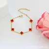 Venta al por mayor de fábrica, igual que la celebridad de internet, moda, acero de titanio, no se decolora, tamaño 9MM, pulsera de trébol de cuatro hojas de la suerte de cinco flores