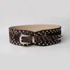 Cinto largo retro com rebites para mulheres, cinto de amarração cruzada com estampa de zebra e leopardo, cores contrastantes, cinto decorativo para afinar a cintura do vestido