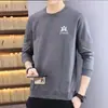 Sudadera de manga larga para hombre, nuevo estilo primavera y otoño, cuello redondo, corte holgado, engrosada, top tipo pullover sin capucha, chaqueta de manga larga para hombre joven