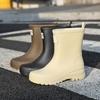 Moda Femenina Transfronteriza Estilo Coreano Botas de Lluvia Simples de Media Caña Zapatos para Agua para Adulto Zapatos para Lluvia Impermeables Antideslizantes de Suela Gruesa para Exterior Zapatos de Goma