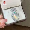 Pendente Flor Inlaid Forma de Ovo de Ágata Natural Banhado a Prata Amarelo Âmbar Jadeíta Verde Calcedônia Colar Leve de Luxo Feminino Atacado