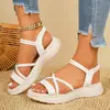 Sandalias de verano cómodas estilo europeo y americano para mujer, transfronterizas europeas y americanas 2026, sandalias de playa con tira elástica, en stock, venta al por mayor, tallas grandes