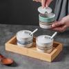 Frasco de Cerámica para Condimentos Estilo Japonés y Coreano Hogar Pimienta con Tapa Salero para Condimentos Caja para Condimentos para Barbacoa Juego de Vajilla Creativa para Restaurante