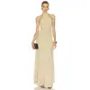 Vestido de noche estilo europeo y americano con cuello halter de malla transparente, vestido largo con profundo escote en la espalda, ajustado, negro, hasta el suelo