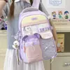 Mochila Versátil Tendência Dopamina de Grande Capacidade para Meninas do Ensino Fundamental, Mochila Casual Color-Blocking Estilo College Macaron