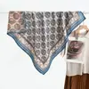 Nuevo pañuelo cuadrado de seda de doble cara con patrón de espiga bicolor para otoño e invierno de 90 cm, pañuelo y chal de moda con margarita verde de doble uso