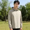 Chaqueta de Protección Solar Elástica de Nylon de Seda de Leche para Primavera y Verano Chaqueta Fina con Capucha para Hombre Chaqueta Casual para Hombres de Mediana Edad