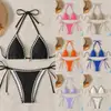 Bikini sexy de dos piezas, traje de baño de punto de tres piezas para la playa, nuevo traje de baño multicolor transfronterizo europeo y americano, traje de baño de Amazon