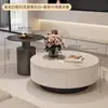 Mesa de centro de luxo leve estilo italiano em pedra sinterizada para espaços pequenos, mesa de chá redonda moderna e simples de alta qualidade para sala de estar e casa